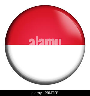 Symbol Kreis, Flagge Indonesien isoliert auf weißem Hintergrund. Stockfoto