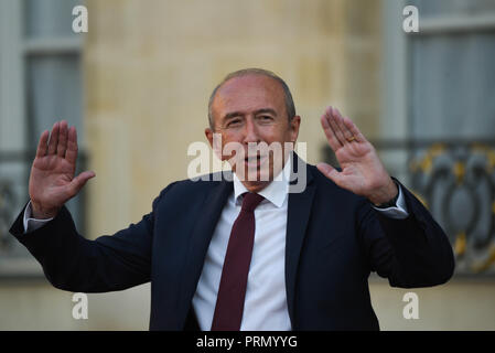 Juli 16, 2018 - Paris Frankreich: der französische Innenminister Gerard Collomb verlässt das Elysee Palace nach dem Empfang der französischen Mannschaft Fußball ist, daß die Weltmeisterschaft gewonnen. *** Frankreich/KEINE VERKÄUFE IN DEN FRANZÖSISCHEN MEDIEN *** Stockfoto