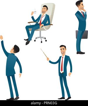Der Geschäftsmann in unterschiedlichen Posen. Manager. Stock Vektor