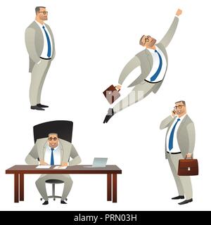 Der Geschäftsmann in unterschiedlichen Posen. Manager. Stock Vektor