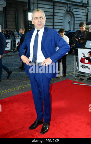 Rowan Atkinson an der Johnny English schlägt wieder zu Screening im Curzon Mayfair, London statt. Stockfoto