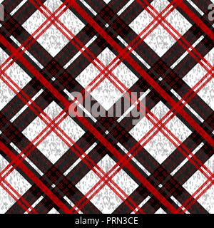 Nahtlose plaid Karomuster in Rot, Weiß und Schwarz. Stock Vektor