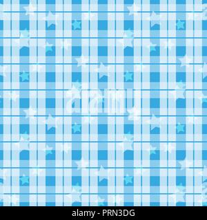 Blauer Tartan mit Stern nahtlos. Tartan, karierte Muster vector Hintergrund. Folk Retro. Tartan Muster. Stock Vektor