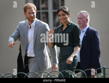 Brighton, Großbritannien, 3. Oktober 2018. Der Herzog und die Herzogin von Sussex besuchen Sie den Royal Pavilion in Brighton: Credit James Boardman/Alamy leben Nachrichten Stockfoto