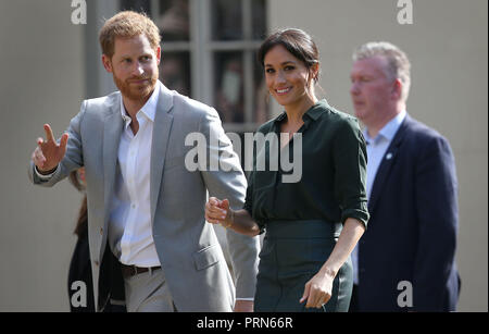 Brighton, Großbritannien, 3. Oktober 2018. Der Herzog und die Herzogin von Sussex besuchen Sie den Royal Pavilion in Brighton: Credit James Boardman/Alamy leben Nachrichten Stockfoto