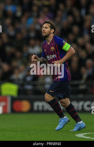 London, Großbritannien. 3. Oktober 2018, Wembley Stadion, London, England, UEFA Champions League, Tottenham v Barcelona; Lionel Messi (10) von Barcelona Credit: Mark Cosgrove/News Bilder Stockfoto