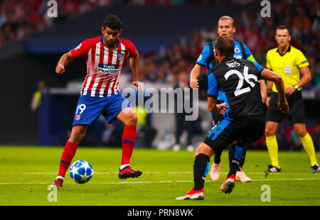 Madrid, Spanien. 3. Okt 2018. Diego Costa von Atletico de Madrid während der UEFA Champions League 2018/19 Match zwischen Atletico de Madrid und Club Brugge, Wanda Metropolitano Stadion in Madrid am 3. Oktober 2018. (Foto von Guille M./Cordon Drücken) Credit: CORDON PRESSE/Alamy leben Nachrichten Stockfoto