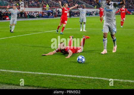 Moskau, Russland. 3. Oktober, 2018. UEFA Champions League: Lokomotive Moskau v Schalke 04. Lokomotiv und Schalke Spieler: Alex Cavendish/Alamy leben Nachrichten Stockfoto