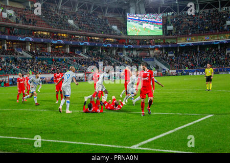 Moskau, Russland. 3. Oktober, 2018. UEFA Champions League: Lokomotive Moskau v Schalke 04. Schalke die Leitung der Credit: Alex Cavendish/Alamy leben Nachrichten Stockfoto