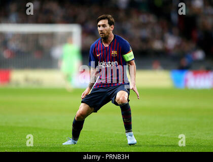 Wembley Stadion, London England. 3. Okt, 2018. UEFA Champions League Fußball, Tottenham Hotspur gegen Barcelona; Lionel Messi Barcelona Credit: Aktion plus Sport/Alamy leben Nachrichten Stockfoto