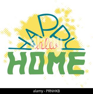 Frohes neues Zuhause. Buntes Angebot für Postkarten und Banner. Vector Illustration von Hand gefertigt. Stock Vektor