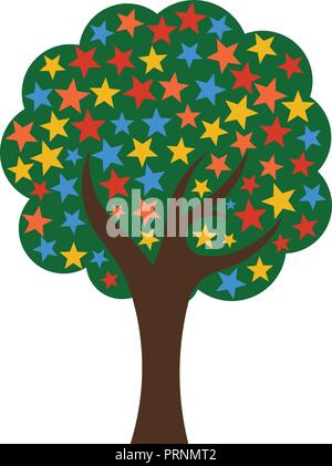 Grüner Baum mit Sternen, Vector Logo Stock Vektor