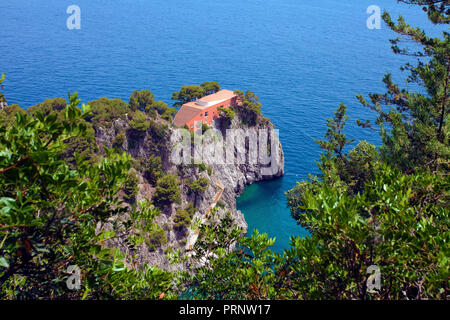 Blick auf Villa Malaparte, Casa kommen, mich, Punta Masullo, Capri, Insel, Golf von Neapel, Kampanien, Italien Stockfoto
