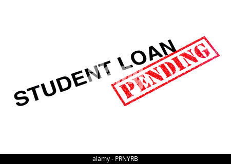 Student Loan Position mit einem roten anstehende Stempel aufgeprägt. Stockfoto