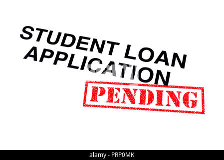 Student Loan Application Rubrik mit einem roten anstehende Stempel aufgeprägt. Stockfoto