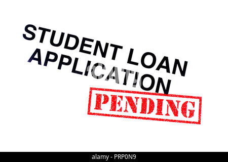 Student Loan Application Rubrik mit einem roten anstehende Stempel aufgeprägt. Stockfoto