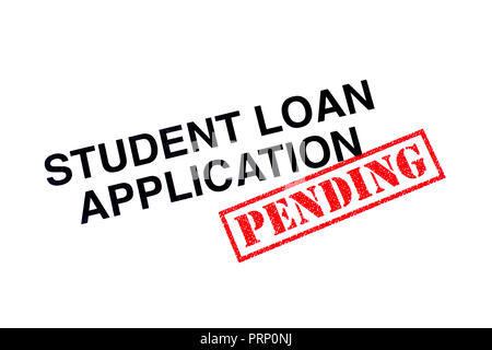 Student Loan Application Rubrik mit einem roten anstehende Stempel aufgeprägt. Stockfoto