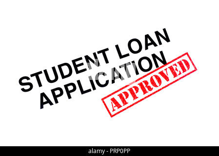 Student Loan Application Rubrik gestempelt mit einem roten Stempel genehmigt. Stockfoto