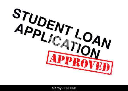 Student Loan Application Rubrik gestempelt mit einem roten Stempel genehmigt. Stockfoto