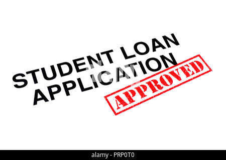 Student Loan Application Rubrik gestempelt mit einem roten Stempel genehmigt. Stockfoto