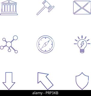 Das Weiße Haus, Hammer, Umschlag, chemische Bindung, Kompass, Lampe, unten, sheild, Symbol, Vector, Design, flach, Sammlung, Stil, kreativ, Symbole Stock Vektor