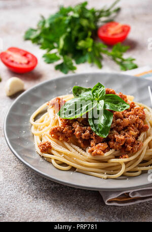 Spaghetti Bolognese. Spaghetti mit Fleischsauce Stockfoto