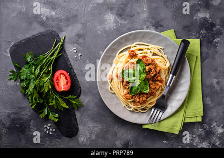 Spaghetti Bolognese. Spaghetti mit Fleischsauce Stockfoto