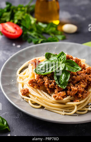 Spaghetti Bolognese. Spaghetti mit Fleischsauce Stockfoto