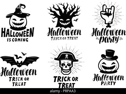 Halloween, der Beschriftungen oder Symbole gesetzt. Urlaub Symbol. Schriftzug Vector Illustration Stock Vektor