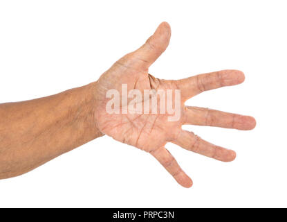 Die Hand des älteren Frau isoliert auf weißem Hintergrund Stockfoto