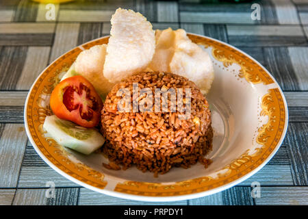 Nasi Goreng Teller, Bira, Sulawesi, Indonesien Stockfoto