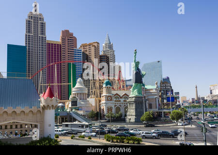LAS VEGAS - JUNI - 24, 2018: New York - New York am Las Vegas Strip ist am 15. April 2009 in Las Vegas gezeigt. Nachbildung der Statue der Libert Stockfoto