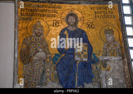 Jesus Christus Pantokrator, Detail von deesis byzantinisches Mosaik in der Hagia Sophia, der Griechisch-orthodoxen christlichen Basilika, Kirche Stockfoto