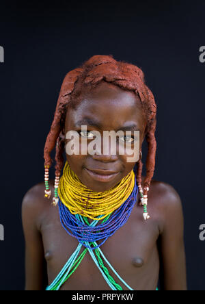 Mumuhuila Stamm girl portrait, Huila Provinz, Chibia, Angola Stockfoto