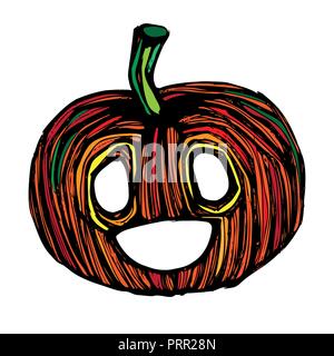 Doodle Kürbisse. Vector paint Hand gezeichnete Bild im Cartoon Stil. Stock Illustration. Stock Vektor