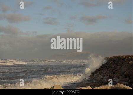 Walney Island, Cumbria GROSSBRITANNIEN. Stürmisches Wetter von Westshore, Walney Island an der Küste von Cumbria. Stockfoto