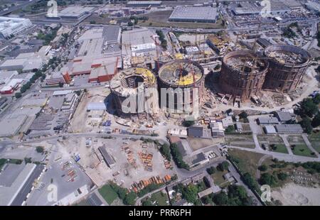 Umbau der Gasometer Simmering Stockfoto