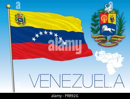 Venezuela offizielle Flagge und Wappen, Vector Illustration Stock Vektor