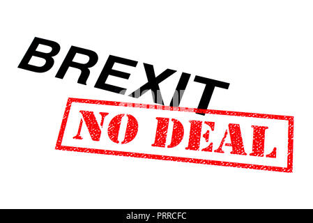 Brexit Position gestempelt mit einem roten KEIN DEAL Abnicken. Stockfoto