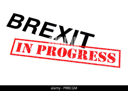 Brexit Position mit einem roten IN BEARBEITUNG Stempel aufgeprägt. Stockfoto