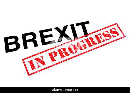 Brexit Position mit einem roten IN BEARBEITUNG Stempel aufgeprägt. Stockfoto