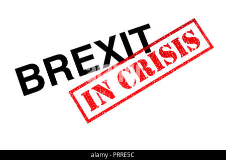 Brexit Position mit einem roten IN DER KRISE Stempel aufgeprägt. Stockfoto