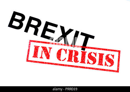 Brexit Position mit einem roten IN DER KRISE Stempel aufgeprägt. Stockfoto