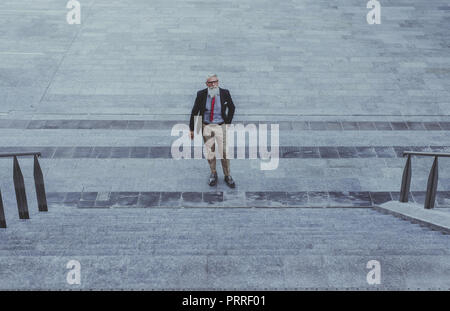 Senior Hipster mit stilvollen Bart Porträts Stockfoto