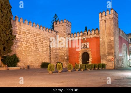 Royal Alcazar - Lion's Gate, Sevilla, Andalusien, Spanien, Europa. Stockfoto