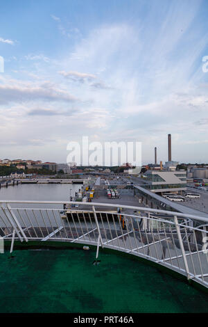 Editorial 08.09.2018 Stockholm Schweden. Autofähre Baltic Princess kamen früh am Morgen zum Anschluss am Värtan, wo Silja Line und Tallink haben die Stockfoto