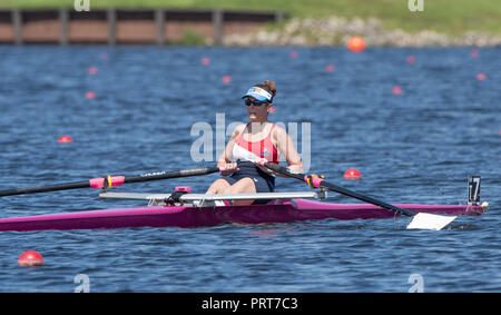 Sarasota, Florida, USA, 27. September 2018. Der Meister Frauen Single Scull, USA., Kapital, Rebecca Hollins, 1965 FISA World Rowing Meister, Meister Stockfoto