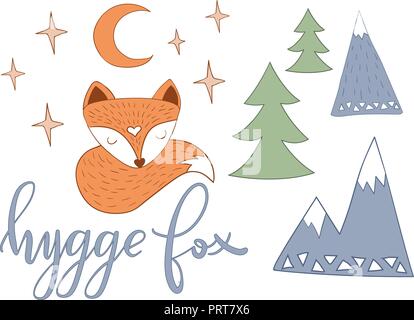 Skandinavische sleepy Fox Stock Vektor