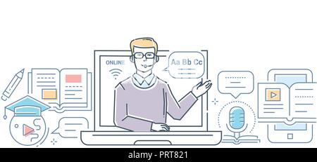Language School - Farbenfrohes Design Stil Vector Illustration Stock Vektor
