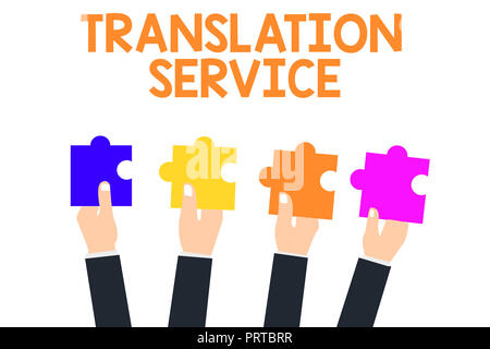 Handschrift text Translation Service. Konzept Bedeutung der entsprechenden Zielsprache aus der Muttersprache. Stockfoto
